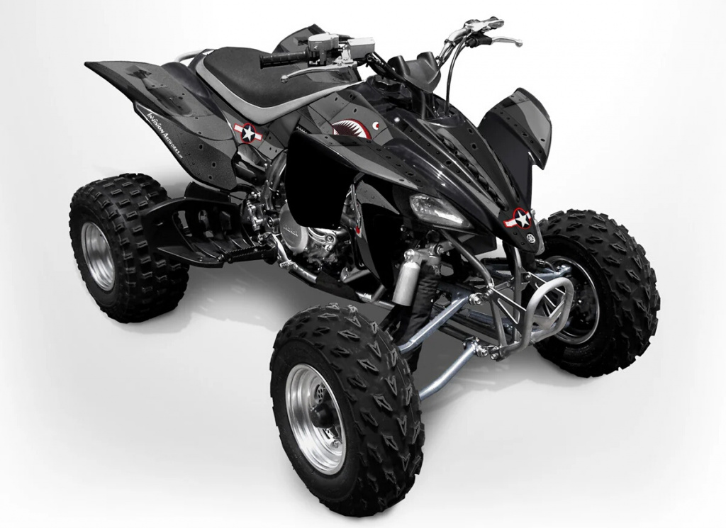 War Machine Hintergrund = Schwarz, Designfarbe = Grau für Yamaha YFZ 450 2004-2008 & 2012-2014